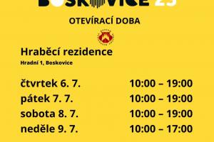 Otevírací doba během festivalu Boskovice 2023