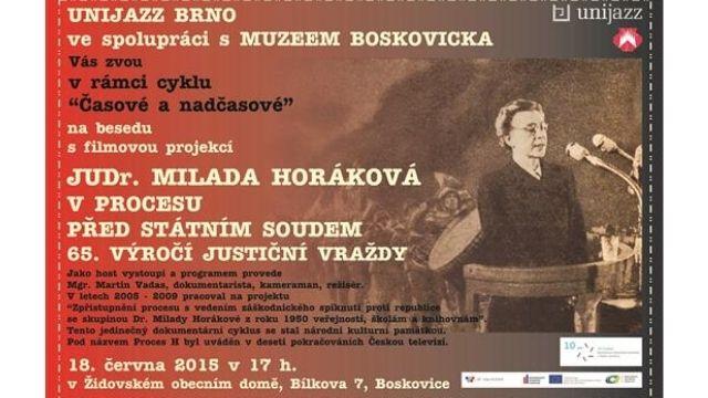JUDr. Milada Horáková v procesu před státním soudem - 65.výročí justiční vraždy